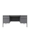 Hirsh Pedestal Desk, 30 in D X 60 in W X 29.5 in H, Platinum / White, Steel 22655